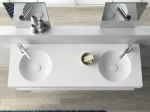 Plan vasque lavabo circulaire ⦰ 30 cm sur mesure Largeur 100 à 201 x P 40 à 51 cm Finition lisse 10 couleurs au choix, Anti bactérien Résine Akrytan® dans la masse Livraison Offerte.